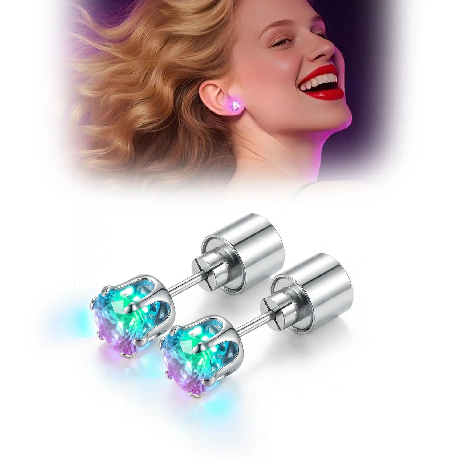 vevolora PrismCrown color-changing LED stud earring pair