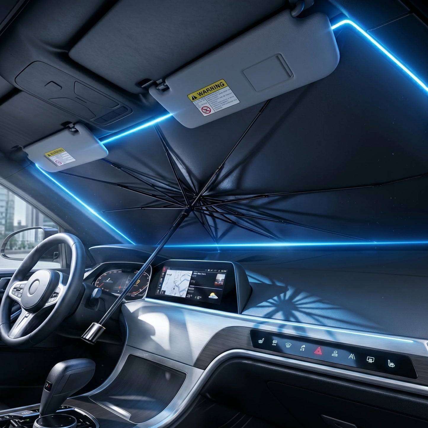 vevolora AeroShield umbrella windshield sunshade hero view