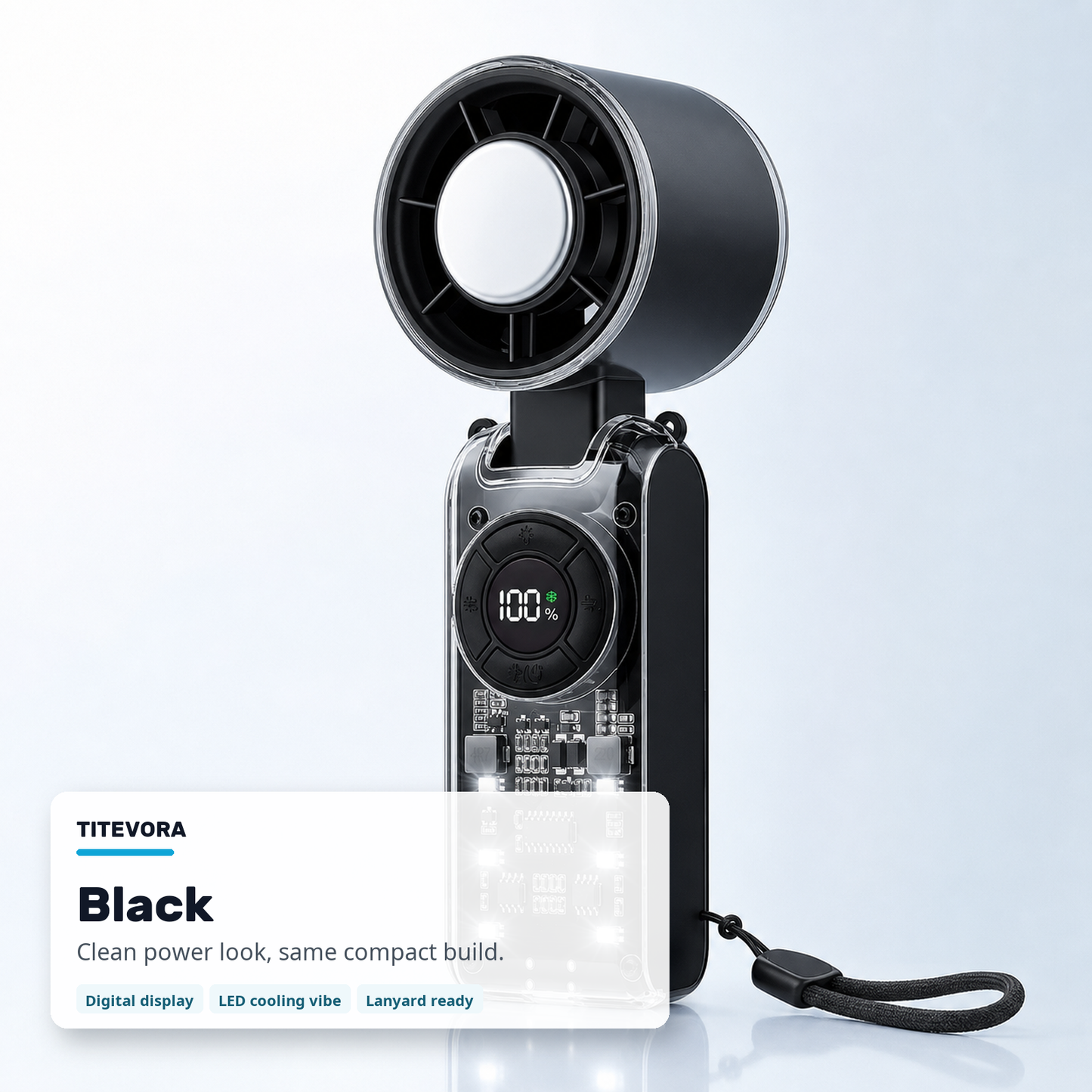 Black TITEVORA GlacierFlow X1 portable turbo cooling fan