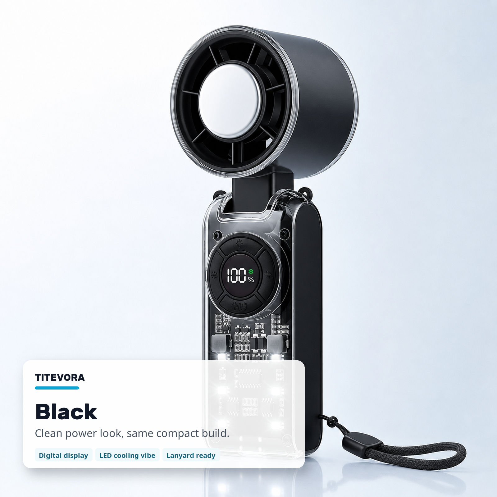 Black TITEVORA GlacierFlow X1 portable turbo cooling fan