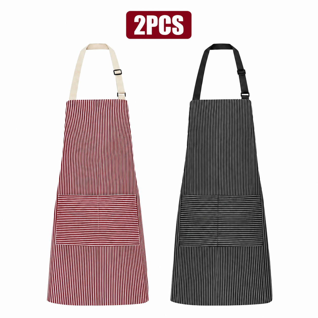 Pink Pinstripes and Black Pinstripes vevolora StudioPair apron set