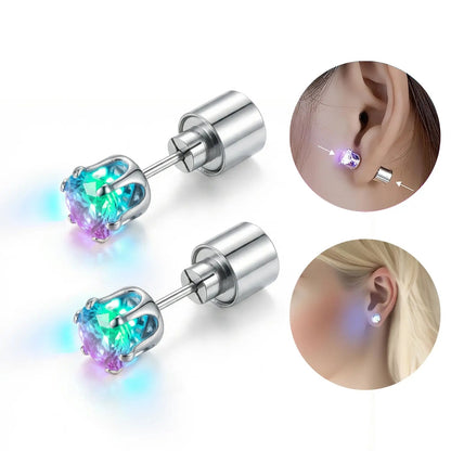 vevolora PrismCrown LED earrings front back and on-ear fit