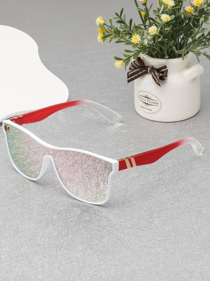 vevolora Riviera Multicolor2 white and red flat-top mirrored sunglasses