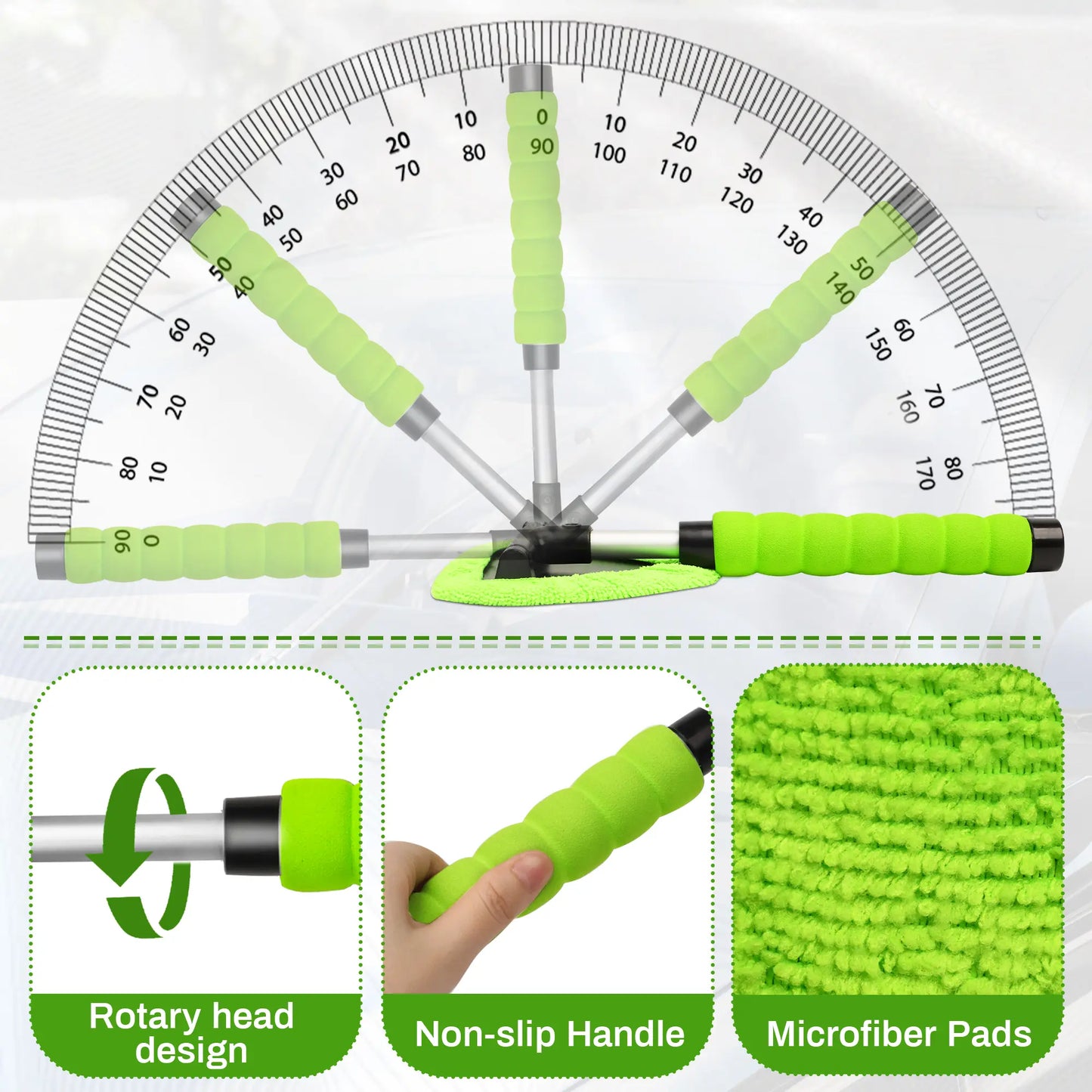 180 degree triangular swivel head and non-slip handle details