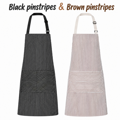 Black pinstripes and Brown pinstripes vevolora StudioPair apron set