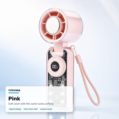 Pink TITEVORA GlacierFlow X1 portable turbo cooling fan