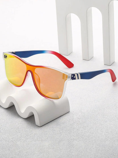 vevolora Riviera Blue and red flat-top mirrored sunglasses