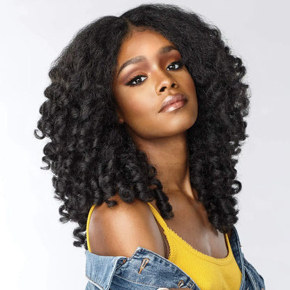 vevolora Wand Curls natural black human hair half wig