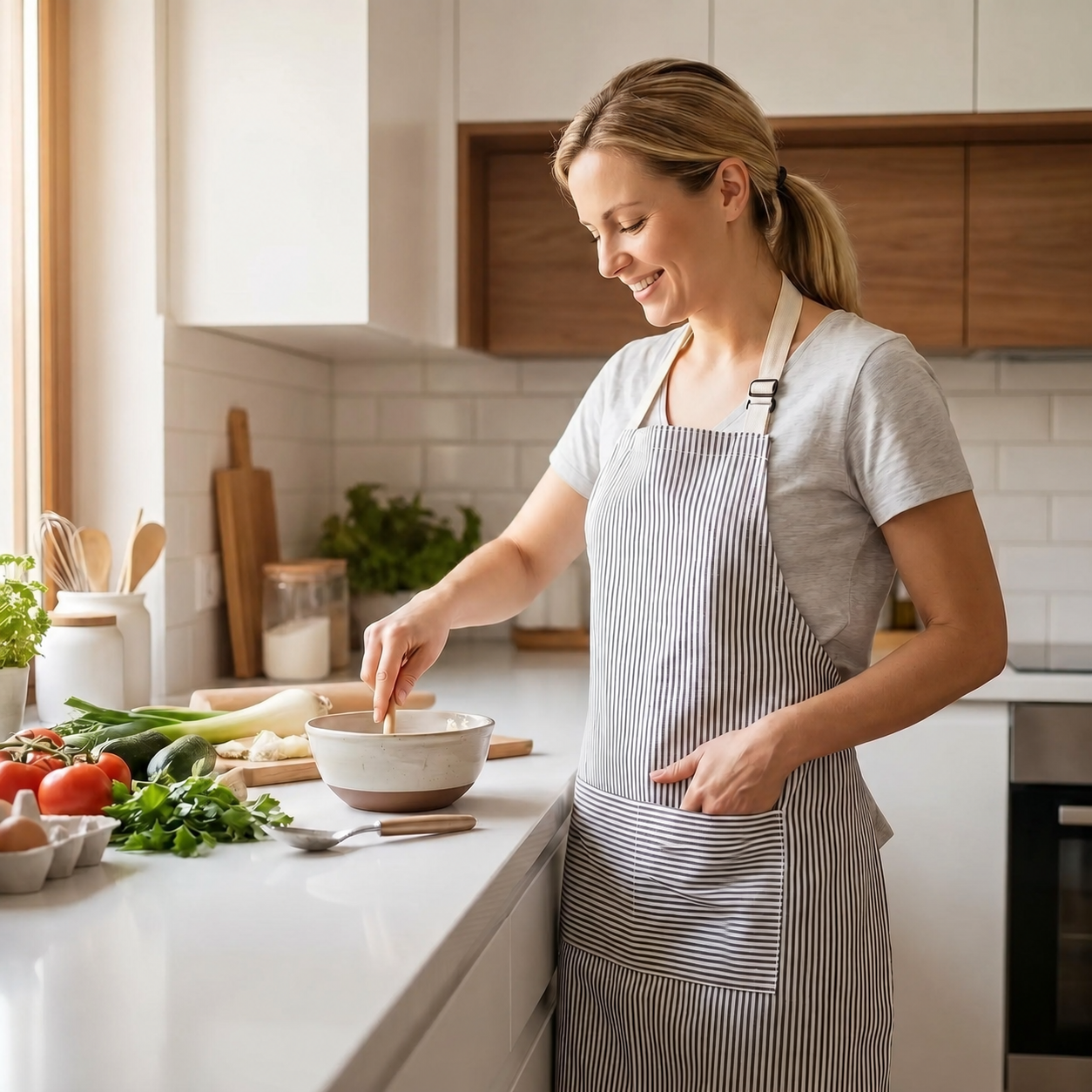 Adjustable neck strap on vevolora chef apron