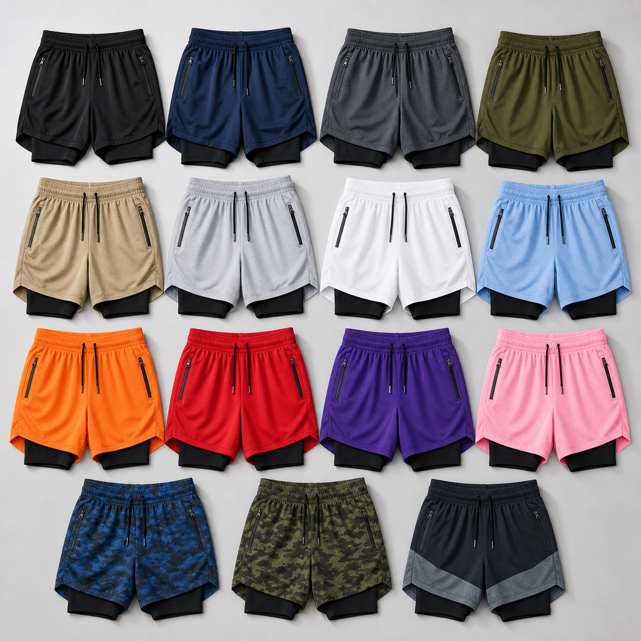 ApexLayer 2-in-1 training shorts colorway assortment