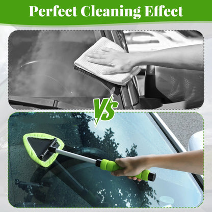 Windshield cleaning before and after application graphic