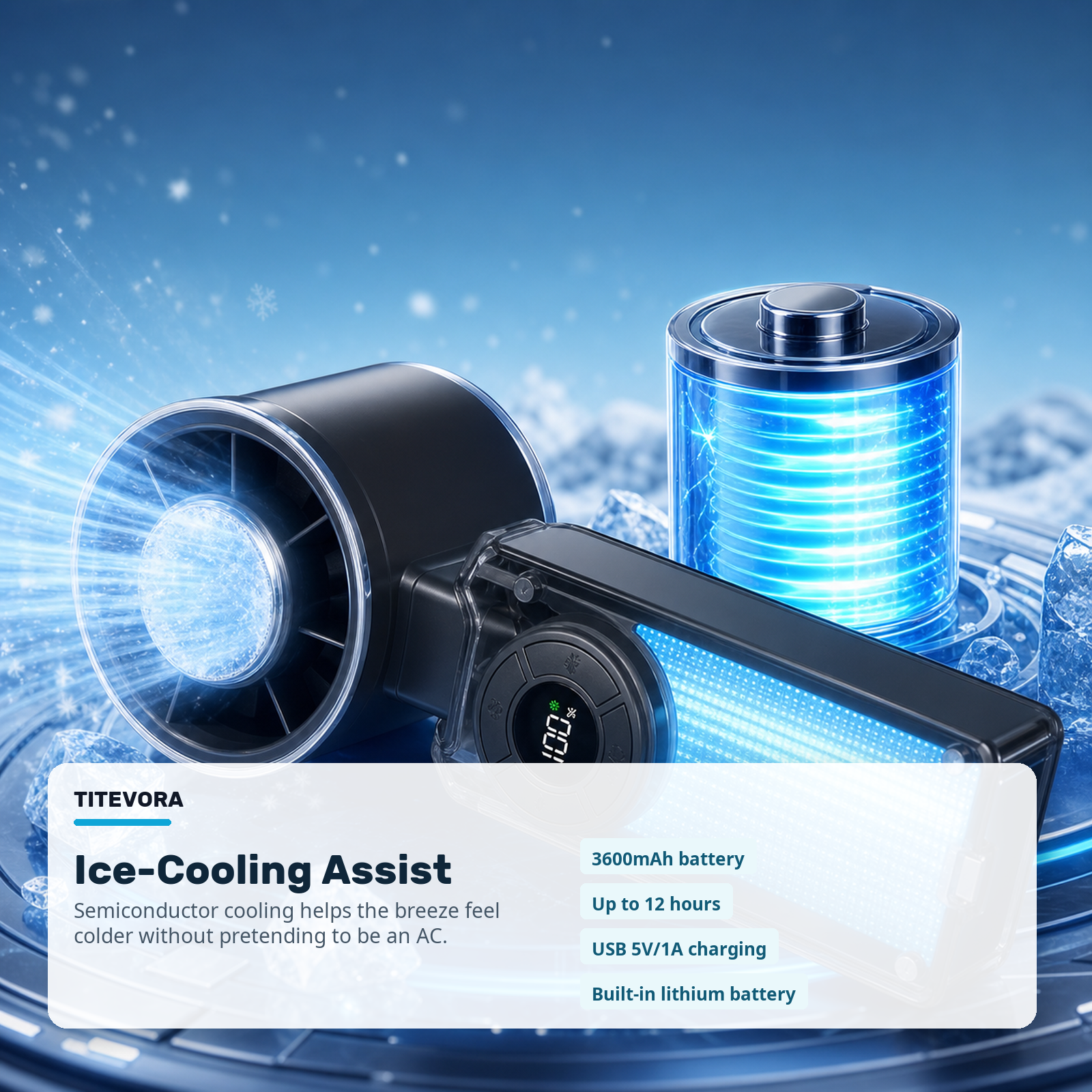GlacierFlow X1 ice-cooling assist and 3600mAh battery feature