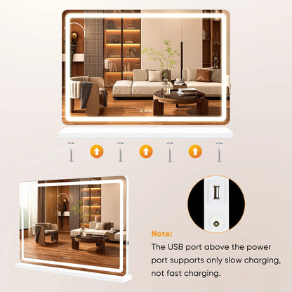 Vevolora vanity mirror USB slow-charge port and power input