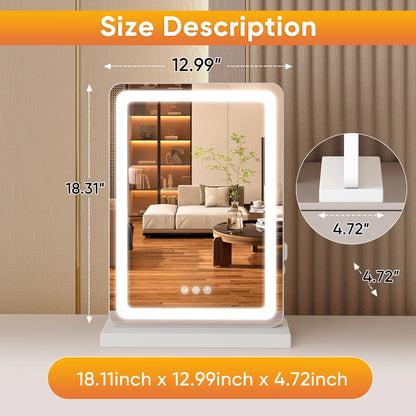 White Vevolora vanity mirror 18 by 13 inch option