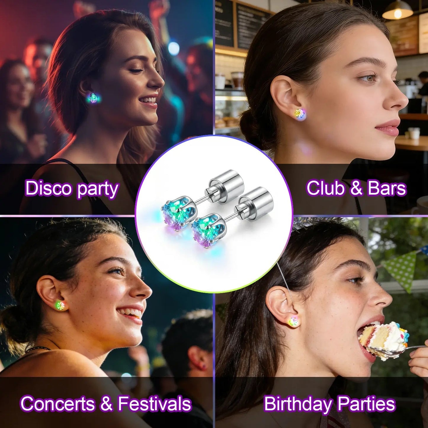 vevolora PrismCrown LED earrings for parties clubs concerts and birthdays