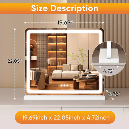 White Vevolora vanity mirror 19 by 22 inch option