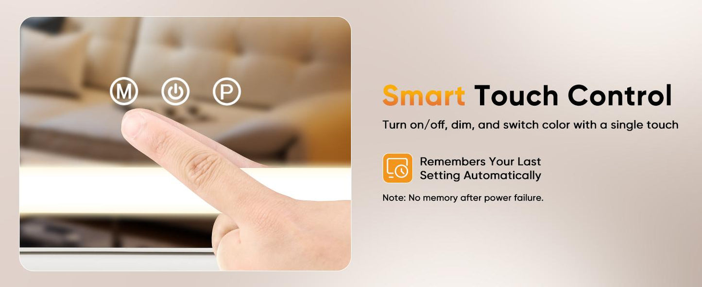 Vevolora mirror touch controls and setting memory