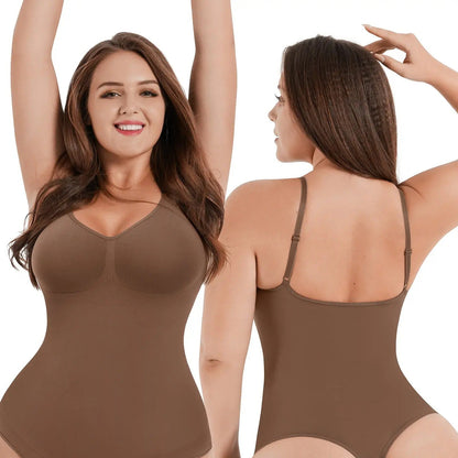 vevolora Thong-Coffee seamless shaping bodysuit