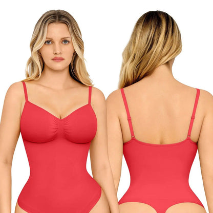 vevolora Thong-Puce Red seamless shaping bodysuit