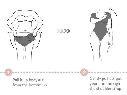 How to pull on and place the shaping bodysuit