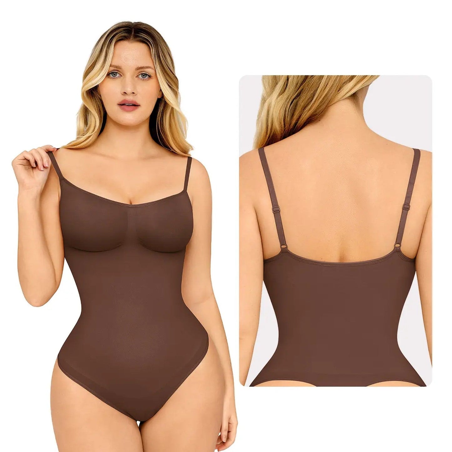 vevolora Thong-dark brown seamless shaping bodysuit