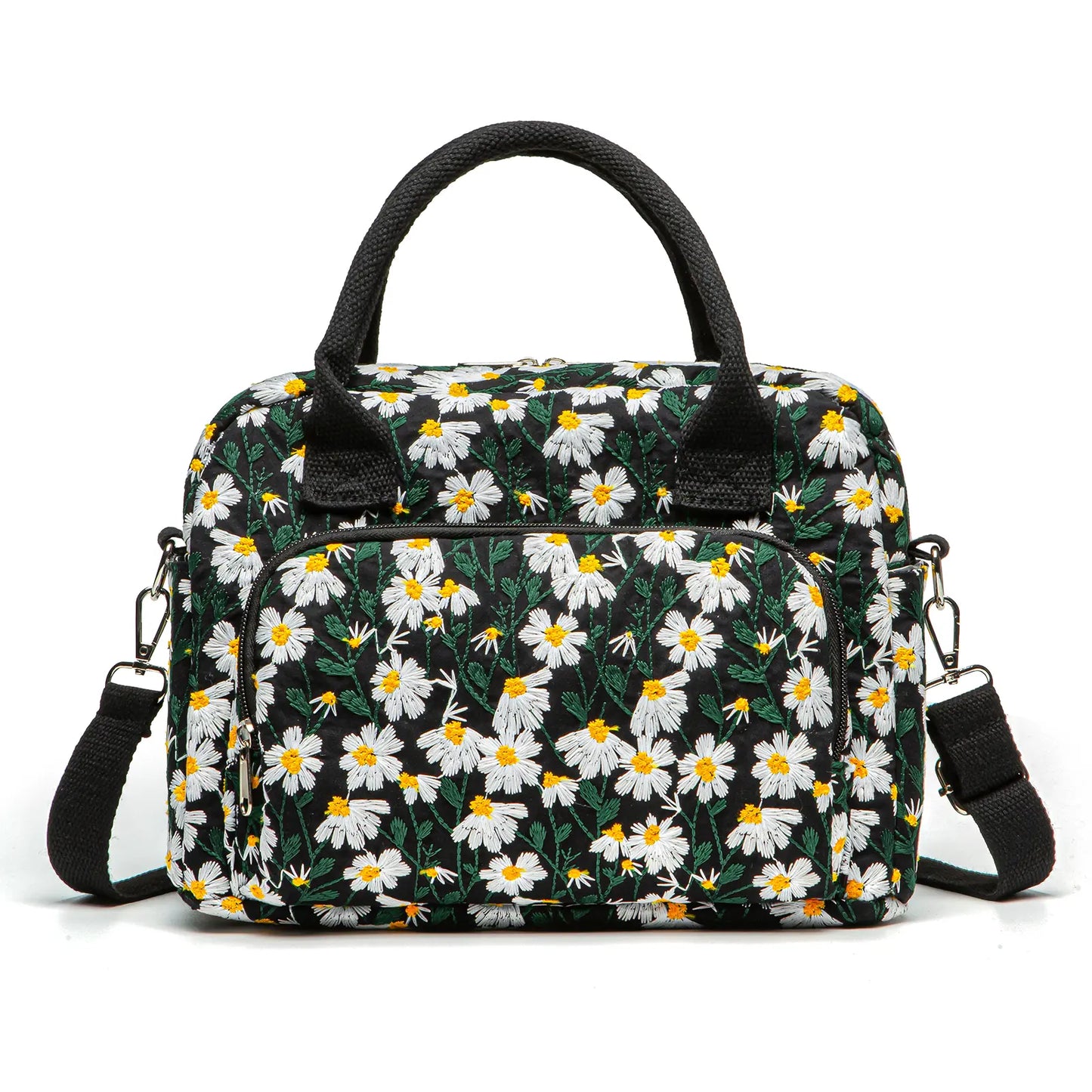 Vevolora Variant | vevolora-11l-insulated-lunch-tote | embroidered black daisy